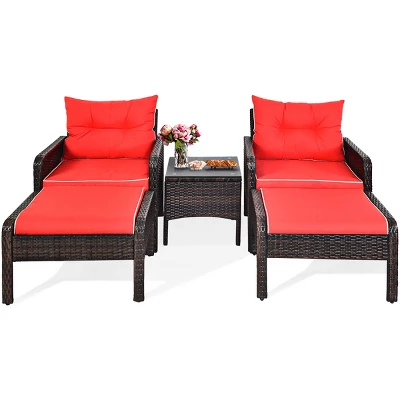 Tangkula 5-Piece Patio Rattan Conversation Set Cushioned Sofas And Ottoman Set With Table 13 Tangkula 5-Piece Patio Rattan Conversation Set Cushioned Sofas And Ottoman Set With Table - Image 11