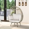 Tangkula Patio Rattan Oversized Wicker Egg Chair Stationary Lounge Basket W/ 4 Soft Cushions -Tangkula GUEST a25719e7 5369 424a 96de b2385fdc8dc7