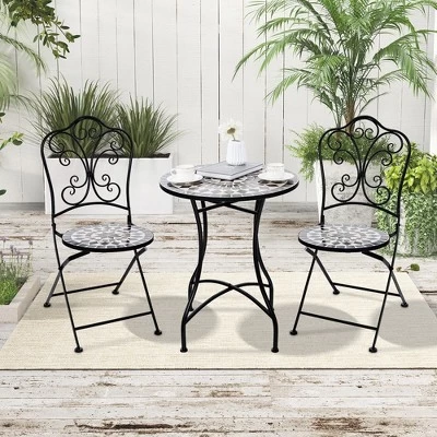 Tangkula 24" Bistro Table W/ Ceramic Tile Tabletop Heavy-Duty Metal Structure Patio 5 Tangkula 24" Bistro Table W/ Ceramic Tile Tabletop Heavy-Duty Metal Structure Patio - Image 3