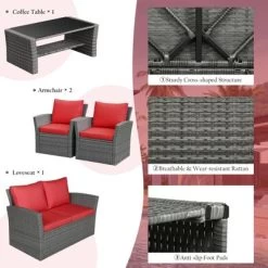 Tangkula 4-Piece Rattan Wicker Patio Outdoor Furniture Sofa Set With Cushions & Tempered Glass Table 21 Tangkula 4-Piece Rattan Wicker Patio Outdoor Furniture Sofa Set With Cushions & Tempered Glass Table -Tangkula GUEST a28c19d6 4264 406b b5e7 88b7cd1cf86a