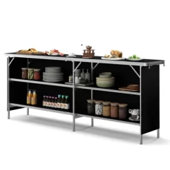 Tangkula Portable Bar Table Folding Camping Table W/ Aluminum Alloy Frame 2-Tier Shelves 21 Tangkula Portable Bar Table Folding Camping Table W/ Aluminum Alloy Frame 2-Tier Shelves -Tangkula GUEST a29e06e5 60b0 4c14 9630 9474cc6363a6