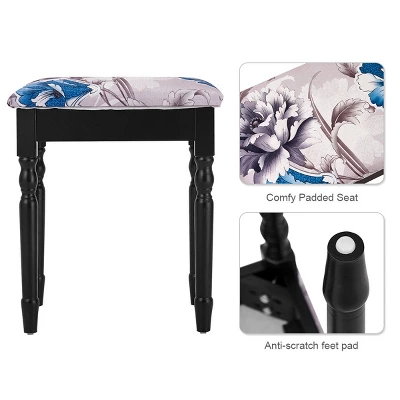 Tangkula Tri Folding Vanity Mirror Makeup Table Set W/4 Drawers & Stool White 6 Tangkula Tri Folding Vanity Mirror Makeup Table Set W/4 Drawers & Stool White - Image 4