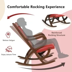 Tangkula 2PCS Rocking Chair W/ Cushion Ergonomic Backrest &115-Degree Backrest Angle &Curved Armrests For Nursery Living Room Red -Tangkula GUEST a3516bf5 d831 440a b180 c6d45e02c876