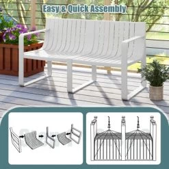 Tangkula 3 PCS Patio Furniture Set W/1 Loveseat & 2 Side Tables All-Weather Bistro Set White -Tangkula GUEST a35d615d 3fff 4de0 b1f3 8c57b1273cd6
