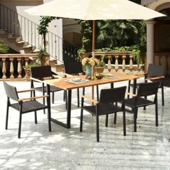 Tangkula Patented 7PCS Patio Garden Dining Set Outdoor Dining Furniture Set W/ Umbrella Hole -Tangkula GUEST a3642d1d 9cc5 4656 b95e 3c7760025508