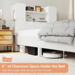 Tangkula Twin Size Bed Frame Wooden Platform Bed Kids Bed Frame W/ Bookcase Headboard 18 Tangkula Twin Size Bed Frame Wooden Platform Bed Kids Bed Frame W/ Bookcase Headboard -Tangkula GUEST a384f750 4532 4a39 b1a1 47c5084cd563