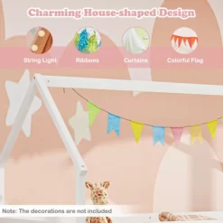 Tangkula Twin Over Twin House Bunk Bed W/ Slide Solid Wood Low Bunk Bed For Kids White 15 Tangkula Twin Over Twin House Bunk Bed W/ Slide Solid Wood Low Bunk Bed For Kids White -Tangkula GUEST a3b0de0c 8428 4d49 a32b ba7a97962f1e