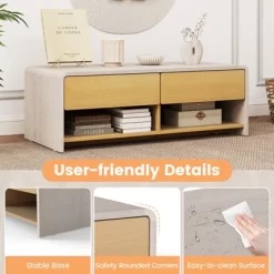 Tangkula Home Coffee Table W/ 2 Drawers & 2 Storage Shelf Rectangle Table Cocktail Table -Tangkula GUEST a3bb6e46 1048 4357 9002 f77063bc2bbc