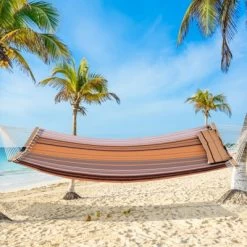 Tangkula Patio Hammock Foldable Portable Swing Chair Bed Detachable Pillow Blue & Green 13 Tangkula Patio Hammock Foldable Portable Swing Chair Bed Detachable Pillow Blue & Green -Tangkula GUEST a3e06274 b275 4b2e b17b 0ceffe65b3a6