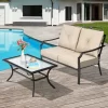 Tangkula 2PCS Patio Loveseat & Coffee Table Set Outdoor Cushioned Sofa For Garden Backyard -Tangkula GUEST a44210ba 0715 43a1 a75a bb52cec9d359