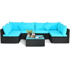 Tangkula 7-Piece Patio PE Rattan Sectional Sofa Furniture Set Wicker Sofa Conversation Set -Tangkula GUEST a4447225 c636 47e7 8bd1 a718ce244384