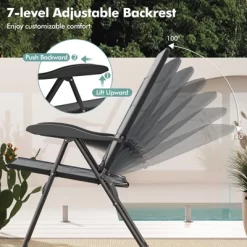 Tangkula 4PCS Patio Folding Chairs Back Adjustable Reclining Padded Garden Furniture -Tangkula GUEST a4460954 9d08 4792 bd9b 20b413cff432