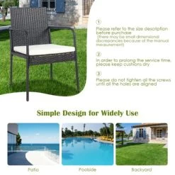 Tangkula 4 PCS Patio All-Weather Wicker Rattan Dining Chairs Outdoor Arm Cushioned Seats Armrest Garden -Tangkula GUEST a4875d28 d131 4736 9f4d b2a8344b9535