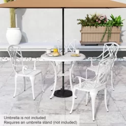 Tangkula Patio Cast Aluminum Dining Table 31.5” Outdoor Bistro Table W/ Umbrella Hole All-Weather Classic Round Dining Table -Tangkula GUEST a4e55909 44cd 4eed 9602 4667f0b16ee4