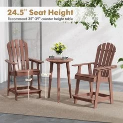 Tangkula 2 PCS Tall Adirondack Chair HDPE Outdoor Bar Stools With Armrests 4.5” Wide Footrest Patio Adirondack Barstools Balcony Chairs Brown 17 Tangkula 2 PCS Tall Adirondack Chair HDPE Outdoor Bar Stools With Armrests 4.5” Wide Footrest Patio Adirondack Barstools Balcony Chairs Brown -Tangkula GUEST a4e68044 2aa9 4454 b4b8 a6c11ce190b6