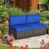 Tangkula 2PCS Patio Sectional Armless Sofas Rattan Furniture Set Outdoor W/ Cushions -Tangkula GUEST a54f65c4 3860 4b0e 967d 0686f9f84790