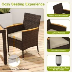 Tangkula 9 Pieces Patio Dining Set For 8 Outdoor Rectangular Acacia Wood Table And PE Rattan Chairs With Umbrella Hole -Tangkula GUEST a563a16e 245f 4915 bd1b e40c3378afba