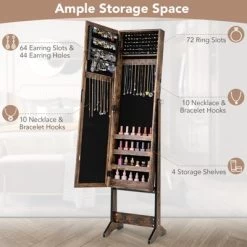 Tangkula Jewelry Mirrored Cabinet Armoire Organizer Storage Box W/ Stand Christmas Gift -Tangkula GUEST a57db280 6528 4dc2 a161 a1970086cf0a