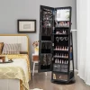 Tangkula 360° Swivel Jewelry Cabinet W/ Mirror Jewelry Storage Organizer Built-in Lights Black -Tangkula GUEST a5edbd7e 5ccf 4309 9bb7 860d98dabfe9