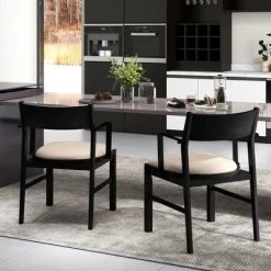 Tangkula Dining Chair W/ Arms Set Of 4 Modern Kitchen Chairs W/ Contoured Backrest Black & Beige 11 Tangkula Dining Chair W/ Arms Set Of 4 Modern Kitchen Chairs W/ Contoured Backrest Black & Beige -Tangkula GUEST a5f3208d ff7e 4d12 8a15 07756973a921