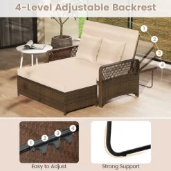 Tangkula Patio Rattan Daybed Wicker Loveseat Sofa W/ Multifunctional Ottoman 16 Tangkula Patio Rattan Daybed Wicker Loveseat Sofa W/ Multifunctional Ottoman -Tangkula GUEST a628bc53 2802 41ba 9651 f1ded1a0efb1