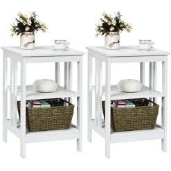 Tangkula 2PCS 3-tier Side Table Nightstand Sofa End Table Storage Display Shelf -Tangkula GUEST a65517ca a30d 4f5e b6f7 6e7e8239274f
