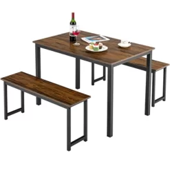 Tangkula 3pcs Dining Table Set For 4 Modern Industrial Counter Height Kitchen Table Set With 2 Benches For Dining Room Natural/Brown 22 Tangkula 3pcs Dining Table Set For 4 Modern Industrial Counter Height Kitchen Table Set With 2 Benches For Dining Room Natural/Brown -Tangkula GUEST a65648e8 eb41 4201 92df ddea4b1733bb