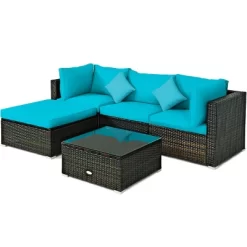 Tangkula 5-Piece Outdoor Patio Sectional Rattan Wicker Sofa Set W/ Cushion -Tangkula GUEST a670958a 03e2 4c3c aefd 34c2b7a743d4