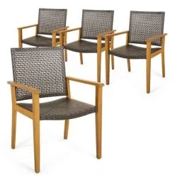 Tangkula Outdoor Rattan Chair Set Of 4 Patio PE Wicker Dining Chairs W/ Sturdy Acacia Wood Frame 19 Tangkula Outdoor Rattan Chair Set Of 4 Patio PE Wicker Dining Chairs W/ Sturdy Acacia Wood Frame -Tangkula GUEST a687a975 9bc7 42a9 8810 4d2738dfcc6f