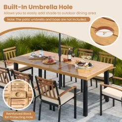Tangkula Acacia Wood Dining Table For 8 People, 79" Large Rectangular Patio Table With Built-in Umbrella Hole -Tangkula GUEST a7297286 8848 4430 ad4d 1f405dce14f6