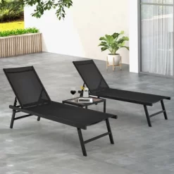 Tangkula 3pcs Patio Chaise Lounge Set Aluminum Recliner Chair Table Outdoor -Tangkula GUEST a73581b0 79e3 45b2 bcc0 913c9958211c