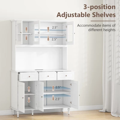 Tangkula 77" Tall Kitchen Pantry Storage Cabinet With LED Lights And Power Outlets 4 Tangkula 77" Tall Kitchen Pantry Storage Cabinet With LED Lights And Power Outlets - Image 2