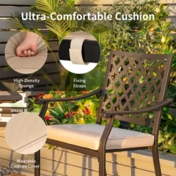 Tangkula 3 Piece Patio Bar Bistro Set, Outdoor Bar Height Stool & Table Ergonomic Seat W/ Comfortable Cushion Reinforced Steel Structure -Tangkula GUEST a7be0ca5 21b6 40a5 8ef9 c516c696e904