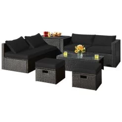 Tangkula 8PCS Patio Conversation Set Sectional Sofa Set, All-Weather PE Rattan, Tempered Glass Table & Washable Cushion Covers 24 Tangkula 8PCS Patio Conversation Set Sectional Sofa Set, All-Weather PE Rattan, Tempered Glass Table & Washable Cushion Covers -Tangkula GUEST a84c6751 7035 44ec b0ac 1d0cb75c66fd