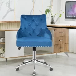 Tangkula Velvet Desk Chair Upholstered 360°Swivel Height Adjustable Rolling Office Chair For Office Bedroom Living Room -Tangkula GUEST a867090d c5e7 46a7 b203 9413c5456318