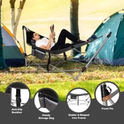 Tangkula Portable Folding Hammock Free Standing Hammock W/ Stand-Folds&Carrying Bag&Anti-Slip Buckle&Storage Pocket -Tangkula GUEST a867e364 a688 4f39 8753 f29037e34329