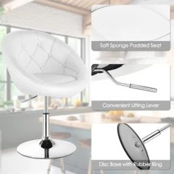 Tangkula Set Of 2 Modern Swivel Bar Stools Height Adjustable Round Tufted Back Accent Chair Black/White -Tangkula GUEST a89fad21 1517 4ebb a310 9e43b66f2f4a