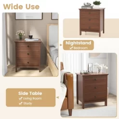 Tangkula 3-Drawer Nightstand Wooden Bedside Table Modern Side End Table Walnut 13 Tangkula 3-Drawer Nightstand Wooden Bedside Table Modern Side End Table Walnut -Tangkula GUEST a8d64b35 3111 42e7 a8db 9d0c6851ba12
