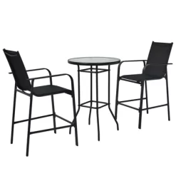 Tangkula 3 PCS Patio Bistro Set Outdoor Table & Chairs Set W/Tempered Glass Top Black -Tangkula GUEST a8daed9d ea60 4ada adfb 4bf0b26edad6