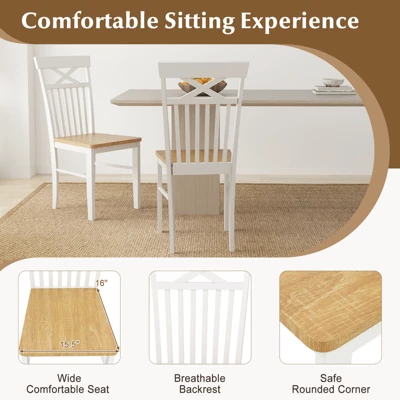 Tangkula Farmhouse Dining Chair Set Of 4 Wooden Kitchen Chair W/ Rubber Wood Frame 8 Tangkula Farmhouse Dining Chair Set Of 4 Wooden Kitchen Chair W/ Rubber Wood Frame - Image 6