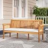 Tangkula 3 Person Outdoor Bench, 62.5" Acacia Wood Patio Sofa With Curved Armrests And Removable Seat Cushion -Tangkula GUEST a8e4a827 2fd2 4a4e 935e caf4100b8987