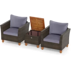 Tangkula Set Of 3 Rattan Bistro Furniture Set Solid Acacia Wood Table Top Cushioned Sofa Patio 19 Tangkula Set Of 3 Rattan Bistro Furniture Set Solid Acacia Wood Table Top Cushioned Sofa Patio -Tangkula GUEST a934bfd6 9fb1 481d b0c3 14f59b477673