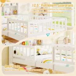 Tangkula Twin Size House Bed W/ 2 Drawers Kids Montessori Bed W/ Storage Headboard -Tangkula GUEST a9385fac 6d06 4dbb aeef 1b910f23f5da