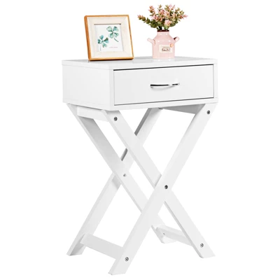 Tangkula Modern Versatile Nightstand X-shape Wooden End Table With Drawer Accent Side Table For Bedroom Black/White 11 Tangkula Modern Versatile Nightstand X-shape Wooden End Table With Drawer Accent Side Table For Bedroom Black/White - Image 9
