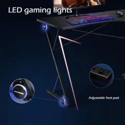Tangkula Gaming Desk With LED 43.5-Inch Racing Style Computer Desk With Z-Shaped Metal Frame & Carbon Fiber Desktop Ergonomic -Tangkula GUEST a98581d1 43a5 4e22 a3d6 d6d3bc3357c2