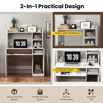 Tangkula Computer Desk W/ Charging Station 43.5” Gaming Table Workstation W/ Keyboard Tray CPU Stand & Storage Shelves White/Black 10 Tangkula Computer Desk W/ Charging Station 43.5” Gaming Table Workstation W/ Keyboard Tray CPU Stand & Storage Shelves White/Black - Image 8