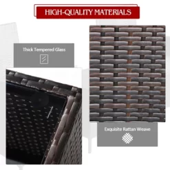 Tangkula 3 Pieces Patio Rattan Conversation Furniture Wicker Chairs With Coffee Table & Cushions Red/Blue/White -Tangkula GUEST a9c27bef 1048 49dd 8417 3300aca97a96