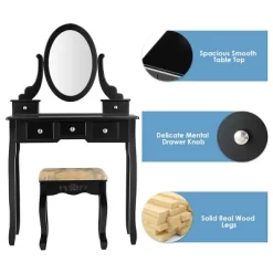 Tangkula Vanity Table Set W/ 360° Rotating Oval Mirror & Drawers Black/White 16 Tangkula Vanity Table Set W/ 360° Rotating Oval Mirror & Drawers Black/White -Tangkula GUEST a9e4a3b8 1318 49f8 ad0f 231941a3f11a