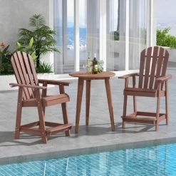 Tangkula 2 PCS Tall Adirondack Chair HDPE Outdoor Bar Stools With Armrests 4.5” Wide Footrest Patio Adirondack Barstools Balcony Chairs Brown 13 Tangkula 2 PCS Tall Adirondack Chair HDPE Outdoor Bar Stools With Armrests 4.5” Wide Footrest Patio Adirondack Barstools Balcony Chairs Brown -Tangkula GUEST aa05e094 15c8 4c6f ae31 e1c20f088d99