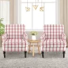 Tangkula Modern Accent Armchair Upholstered Single Sofa Chair W/ Rubber Wood Legs Red Checkerboard -Tangkula GUEST aa95884a 602f 44cd a285 6ab790652b35